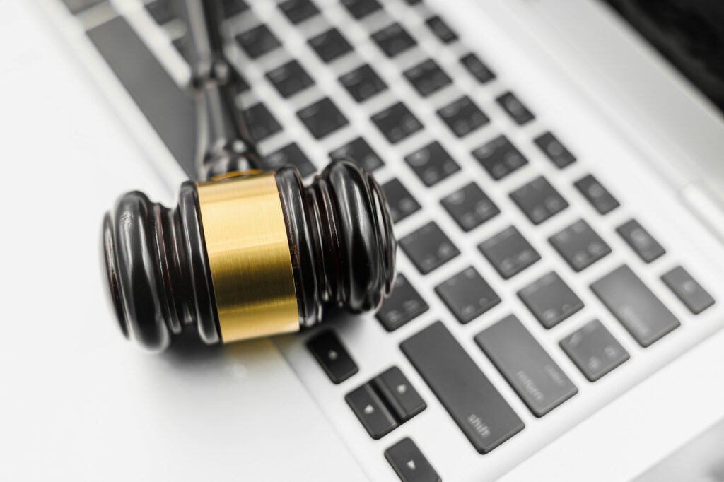 Cyber law security judgment sue on court, Digital online auction, Internet AI lawyer prompt judge